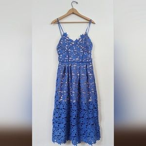 Goodnight Macaroon Cindy Blue Crochet Lace Midi Dress